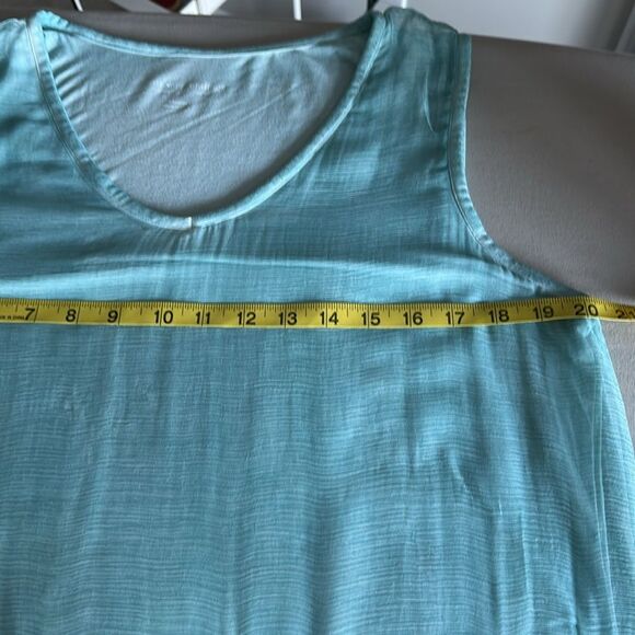 Soft Surroundings Aqua Blue Silk Embroidered Sleeveless Tunic Top | Size Medium - Picture 6 of 8